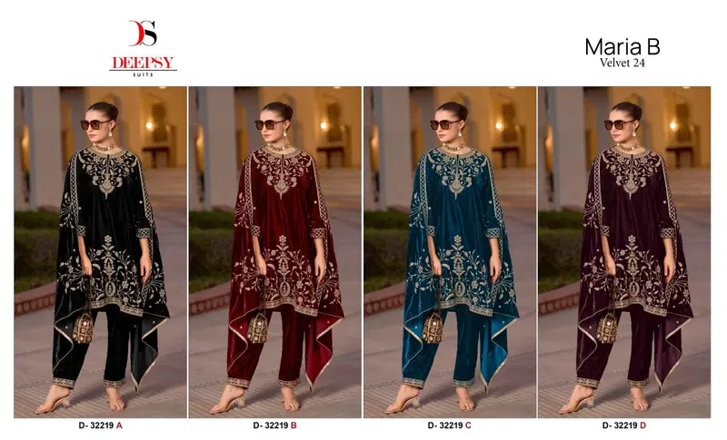 Mariab D 32219 By Deepsy Velvet Embroidered Pakistani Suits Wholesale Online